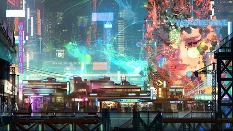 Cyberpunk Neon City Futuristic