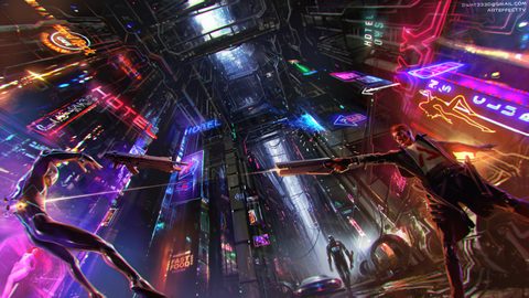 Cyberpunk Neon City Futuristic