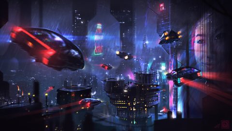 Cyberpunk Neon City Futuristic
