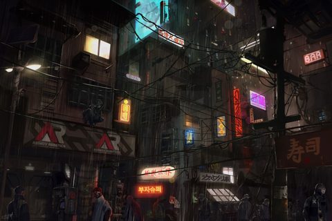 Cyberpunk Neon City Futuristic