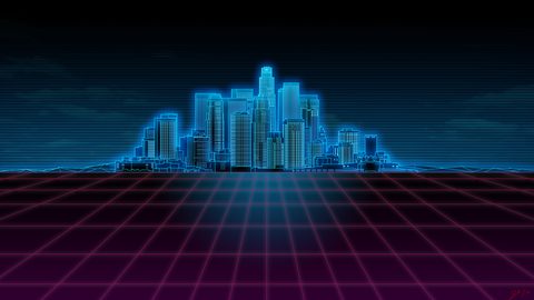 Neon Lights Glow Synthwave