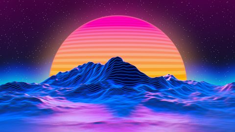 Neon Lights Glow Synthwave