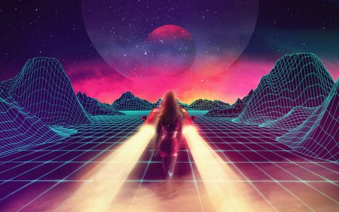 Neon Lights Glow Synthwave