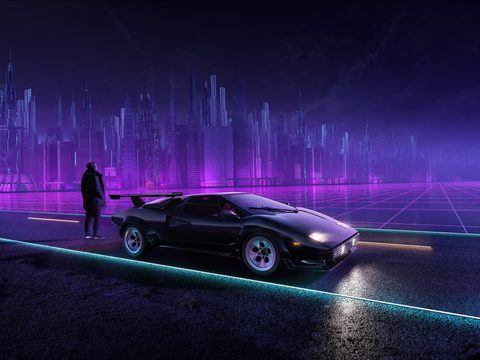 Neon Lights Glow Synthwave