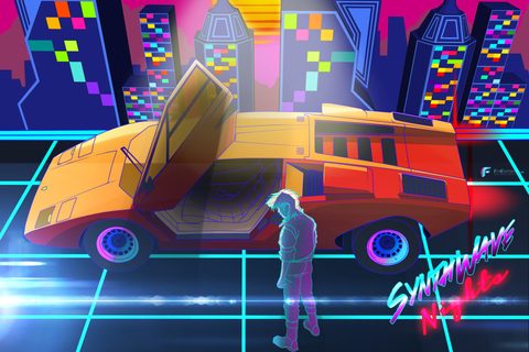 Neon Lights Glow Synthwave