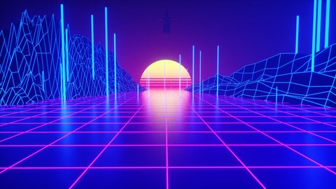 Neon Lights Glow Synthwave
