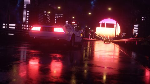 Neon Lights Glow Synthwave