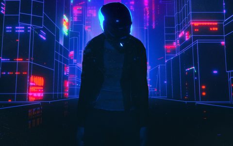 Neon Lights Glow Synthwave
