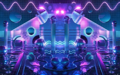 Neon Lights Glow Synthwave