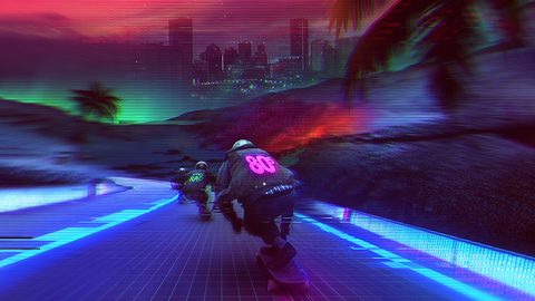 Neon Lights Glow Synthwave