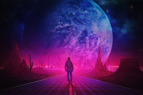 Neon Lights Glow Synthwave