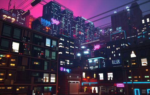 Neon Lights Glow Synthwave