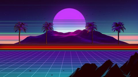 Neon Lights Glow Synthwave