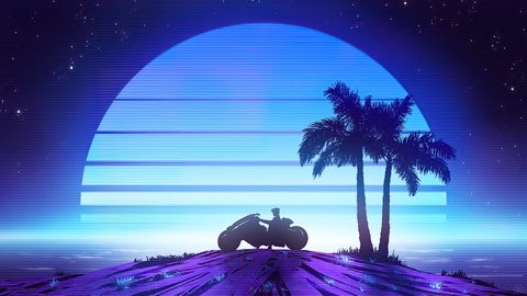 Neon Lights Glow Synthwave
