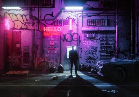 Neon Lights Glow Synthwave