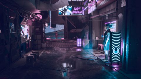 Neon Lights Glow Synthwave