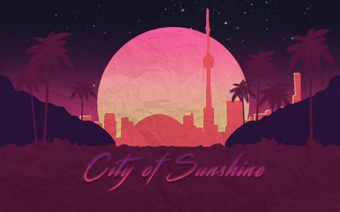 Neon Lights Glow Synthwave