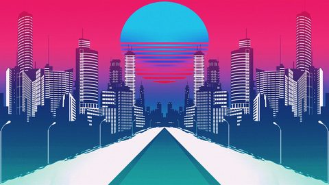 Neon Lights Glow Synthwave