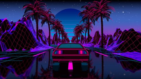 Neon Lights Glow Synthwave